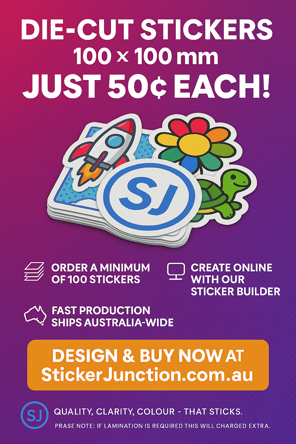 50c !! Die Cut Sticker Special
