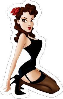 Cartoon Pin Up Sticker