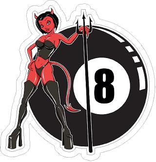 Devil Girl 8 Ball Sticker