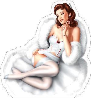 Fur Coat Pinup Sticker