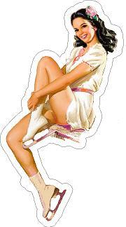 Ice Skater Pin Up Sticker
