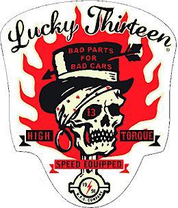 Lucky 13 Bad Parts for Bad Cars Sticker
