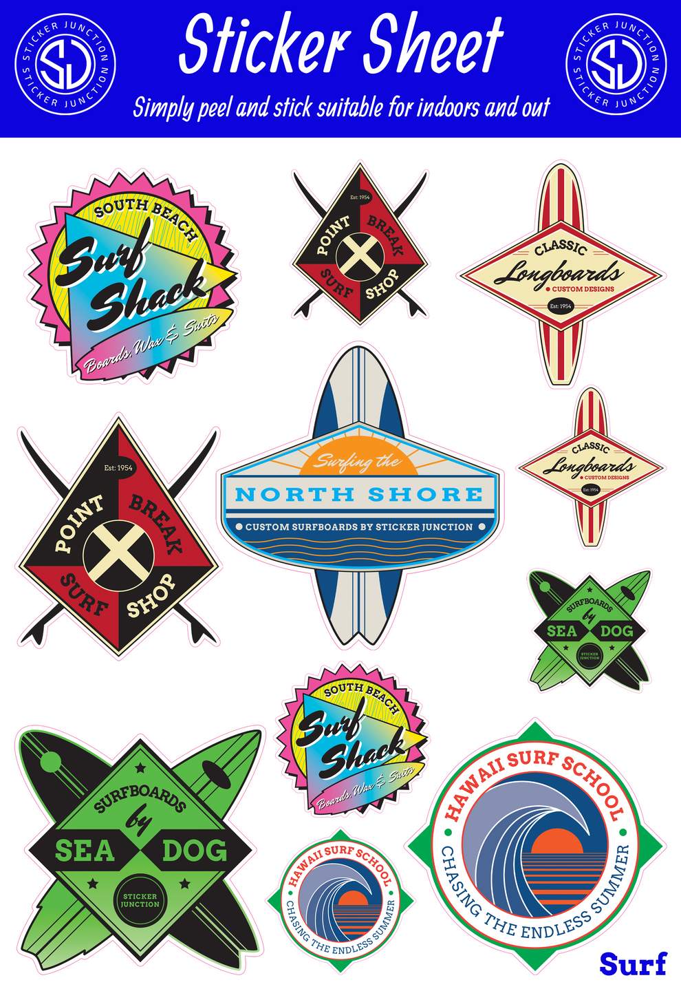 Surf Style Sticker Surf Themed Sticker Sheet – the sticker junction au